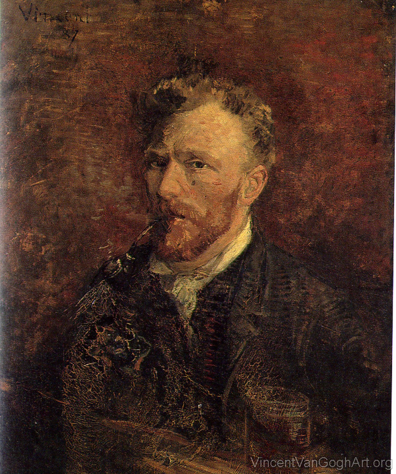 Self-Portrait With Pipe and Glass